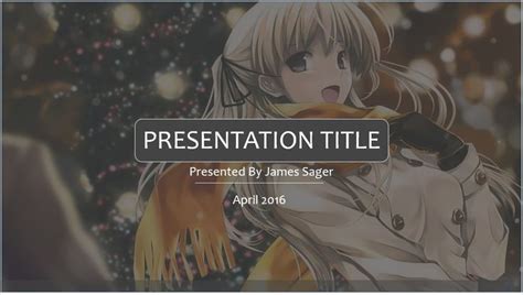 an animated anime character is shown in this powerpoint slider presentation template for ...