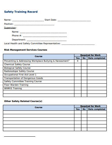 Training Record - 17+ Examples, Format, Pdf