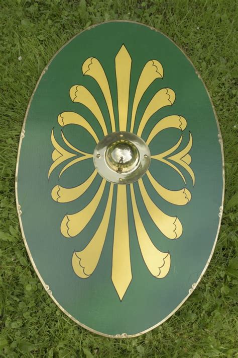 Roman Shield with painted linen cover. This flat Roman shield is also known as Parma Equestris ...