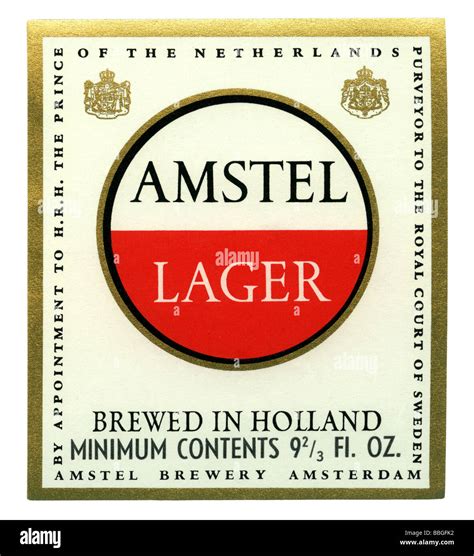 Old beer label for Amstel Lager, Amsterdam, Holland Stock Photo - Alamy