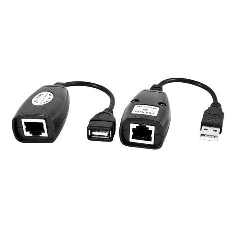 2 Pcs CAT5 Cat5e Cat6 RJ45 USB Extension Extender Adapter Cable up to ...