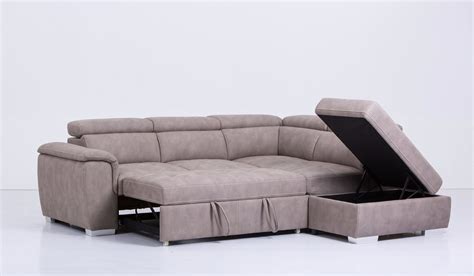 L-Shape Sectional Leather Sofa Bed with Storage - Sofa and Leather Sofa