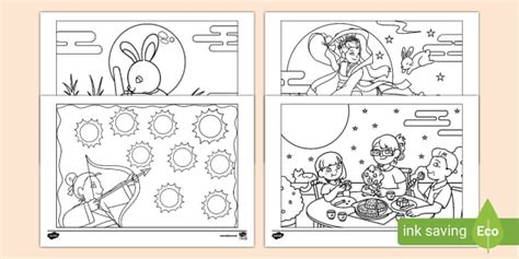 Mid-Autumn Festival Coloring Pages (teacher made) - Twinkl