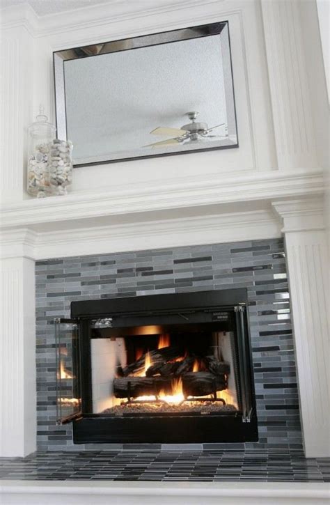 Black Glass Tile Fireplace Surround - Glass Designs