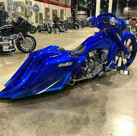 Wickedest Blue Custom Bagger Motorcycle