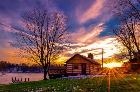 Lake Cabin Sunset Photograph by Brian Stevens