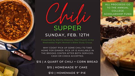 Chili Supper | Sunday, Feb. 12th | Brooks Center — Orange Beach ...