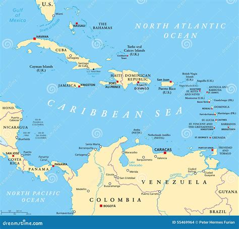 Caribbean Political Map Vector Illustration | CartoonDealer.com #55469964