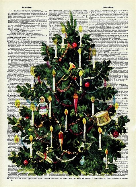 Christmas tree vintage illustration dictionary art Digital Art by ...