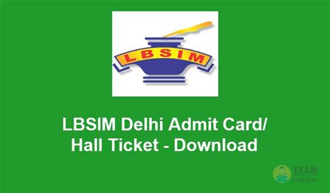 LBSIM Delhi Admit Card 2024 - Download Lal Bahadur Shastri Institute Hall Ticket PDF