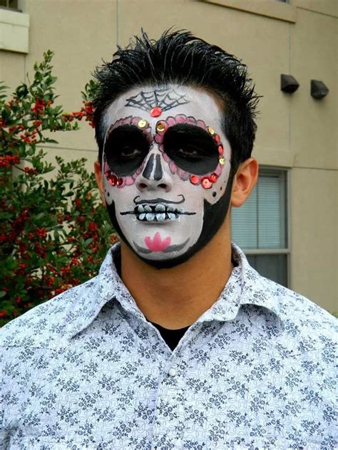 Sugar skull makeup male. [ MexicanConnexionForTile.com ] #DayoftheDead #Talavera #handmade ...