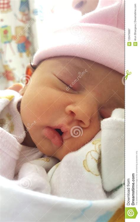 Sleeping One Day Old Infant Stock Image - Image of infant, healthy ...