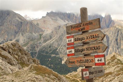 Path sign stock photo. Image of italy, austria, path, nuvolau - 3553064