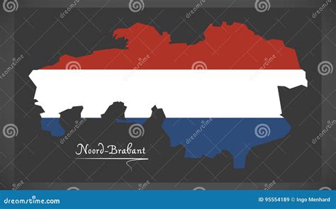 Noord-Brabant Netherlands Map with Dutch National Flag Stock Vector ...