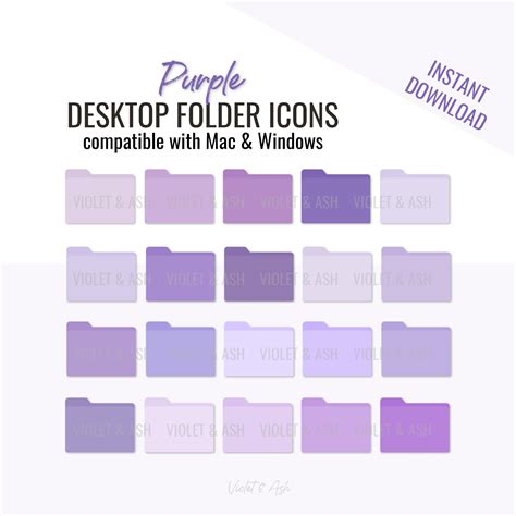 Purple Desktop Folder Icons Desktop Icons Desktop Organizer MacBook Folder Icons Mac Windows ...