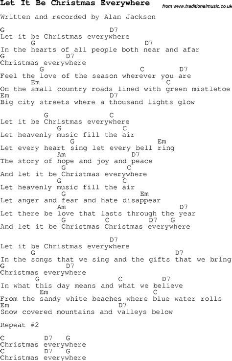 Christmas Carol/Song lyrics with chords for Let It Be Christmas Everywhere