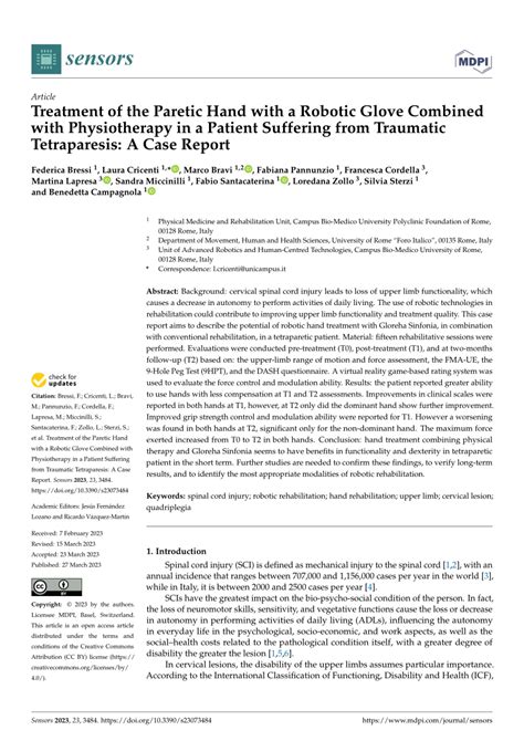 (PDF) Treatment of the Paretic Hand with a Robotic Glove Combined with ...