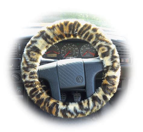 Jaguar print fuzzy faux fur car steering wheel cover - Poppys Crafts