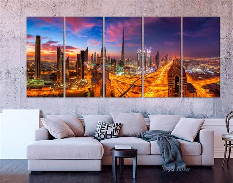 Dubai skyline at sunset Dubai wall art Dubai canvas print | Etsy