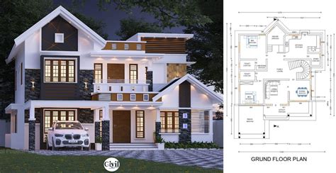 2400 Sq Ft 4BHK Contemporary Style Two-Storey House And Free Plan ...