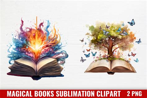 Magical Books Sublimation Clipart Graphic by CraftArt · Creative Fabrica