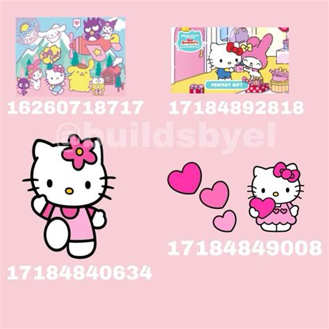 Bloxburg Decals in 2024 | Bloxburg decals, Hello kitty rooms, Hello kitty house