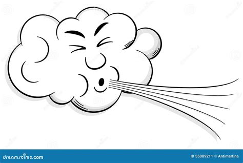 Cartoon cloud blows wind stock vector. Illustration of drawing - 55089211