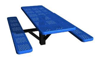 4 Ft. Single Post Perforated Thermoplastic Steel Rectangular Picnic Table, InGround Mount, 268 ...