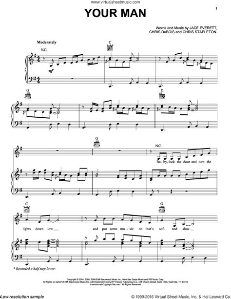 Your Man sheet music for voice, piano or guitar (PDF-interactive)