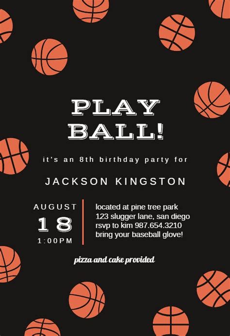 Basketball Birthday - Birthday Invitation Template (Free) | Greetings ...