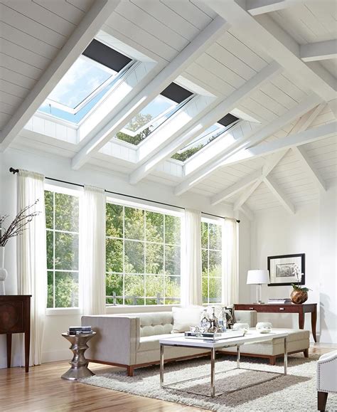 Natural Light Skylights with Blinds for Living Room Remodel