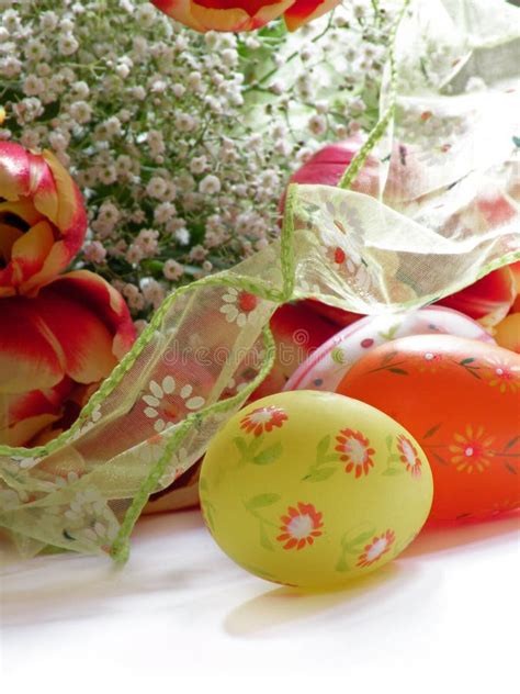 Easter flowers and eggs stock image. Image of festive - 13160303