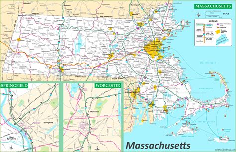 Massachusetts Road Map - Ontheworldmap.com