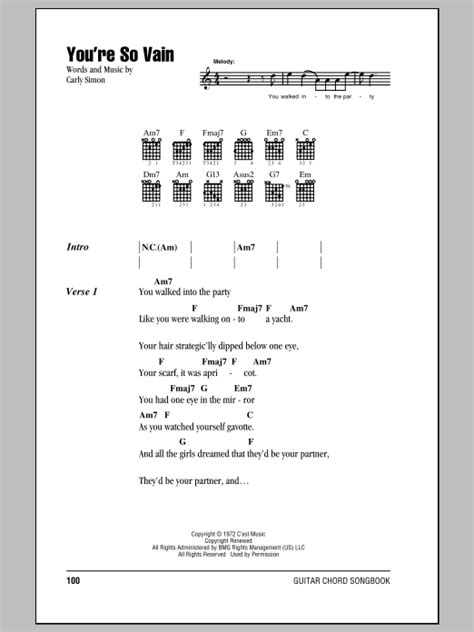 You're So Vain by Carly Simon - Guitar Chords/Lyrics - Guitar Instructor