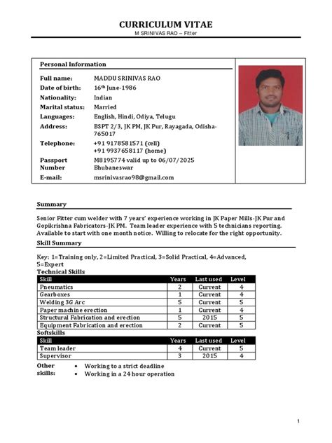 ITI Fitter Resume | PDF | Machines | Mechanical Engineering