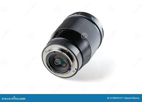 Camera and Video Camera Lens Close-up on a White Background. Back View Stock Image - Image of ...