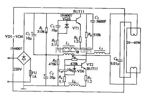 Fluorescent energy-saving electronic ballast circuit under Fluorescent ...