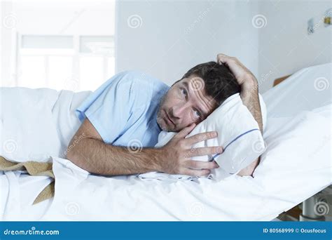 Desperate Man at Hospital Bed Alone Sad and Devastated Suffering Depression _ Stock Image ...