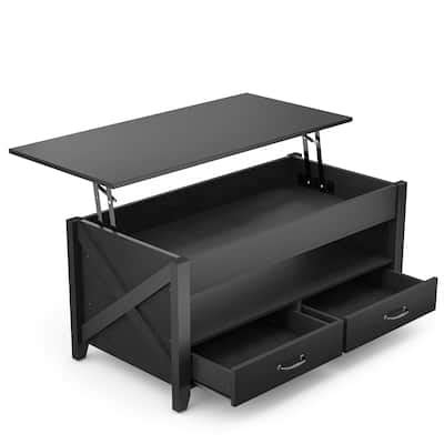Lift Top Coffee Table, Modern Coffee Table with 2 Storage Drawers and ...