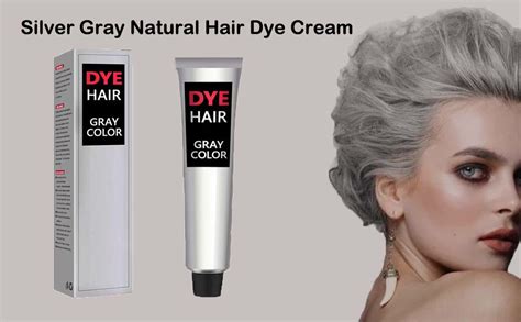 Amazon.com : Silver Gray Natural Hair Dye Cream, Fashion Permanent Hair Dye Light Gray Silver ...