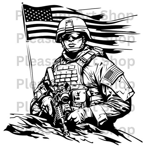 Soldier and American Flag Silhouette Army Design Sublimation Instant Digital Download PNG PDF ...