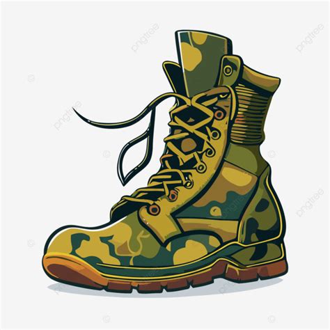 Military Combat Boots, Sticker Clipart Military Camouflage Shoe Military Boots Vector ...