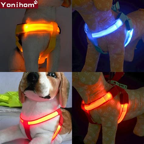 Pet Dog Collar Luminous LED Flashing Glowing Dog Harness Vest LED Dog ...