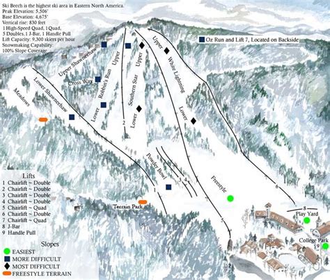 Beech Mountain Resort Trail Map • Piste Map • Panoramic Mountain Map