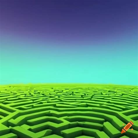 3d animation of a grass maze with sky on Craiyon