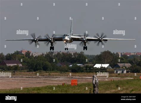 Tupolev Tu-95 Bear heavy bomber Bomber jet of the Russian Air Force at the Ryazan Engels Air ...