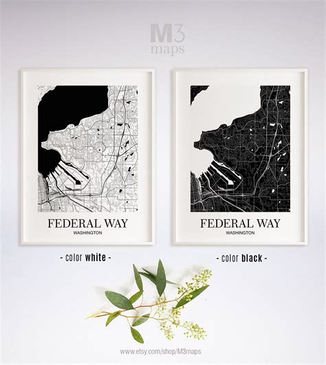 Federal Way Federal Way WA Map Federal Way Modern Art Print | Etsy