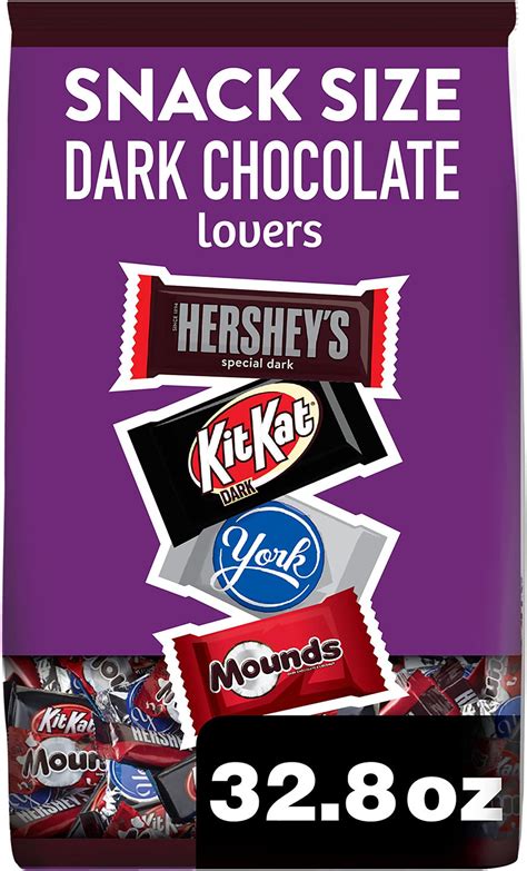 Amazon.com : Hershey Assorted Dark Chocolate Flavored Snack Size, Candy Party Pack, 32.89 oz ...