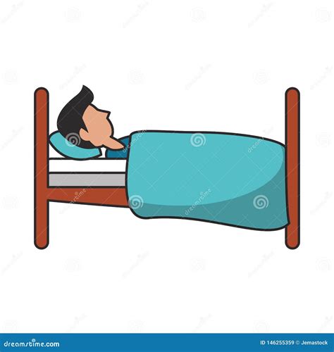 Man Sleeping On Bed Sideview Cartoon Vector Illustration | CartoonDealer.com #147507622