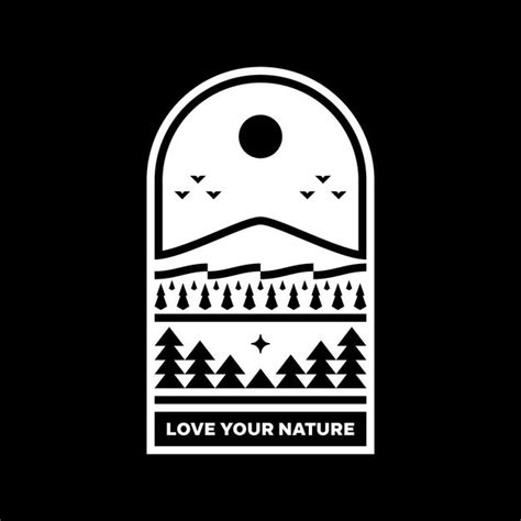 Premium Vector | Love your nature mountain landscape logo badge design